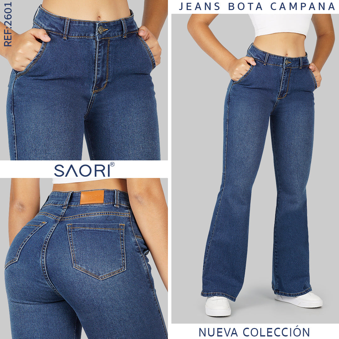 JEANS BOTA ANCHA REF 2601 AZUL MEDIO