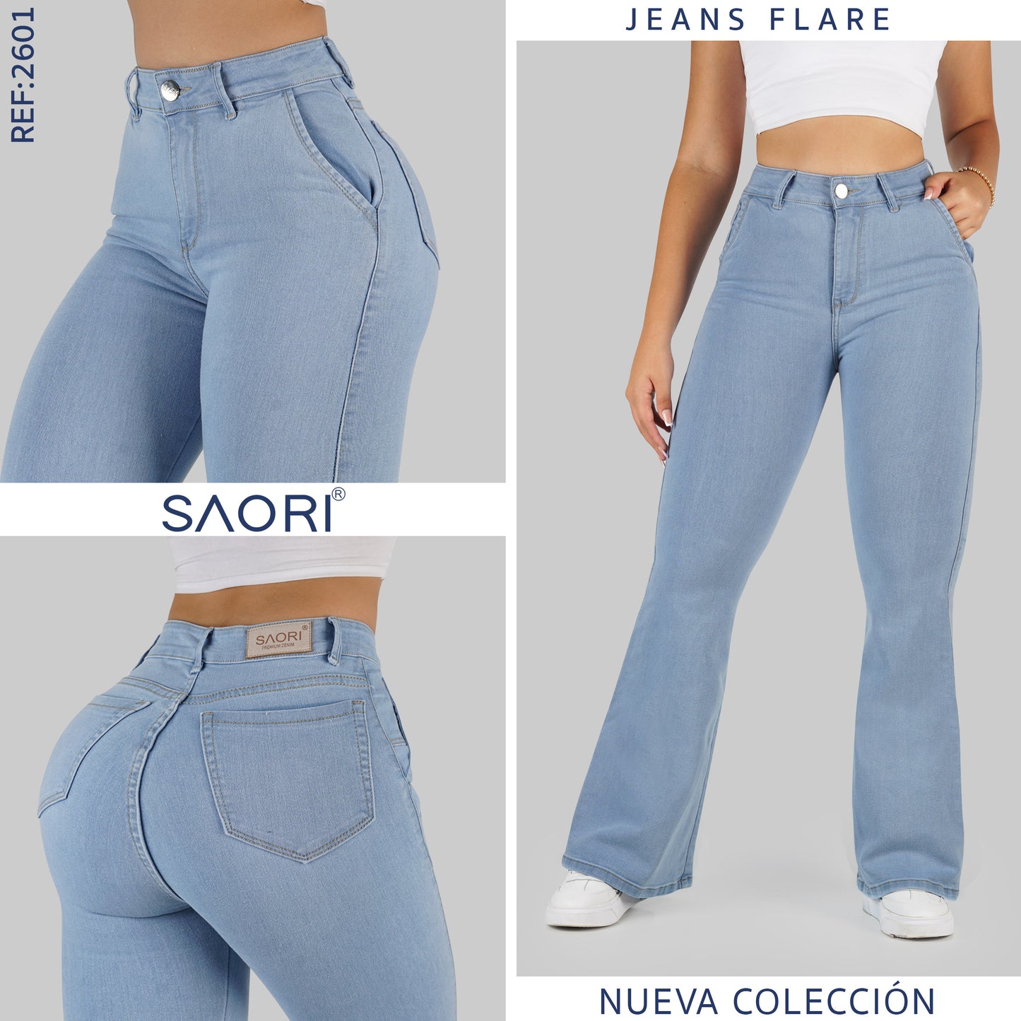 JEANS BOTA ANCHA REF 2601 HIELO