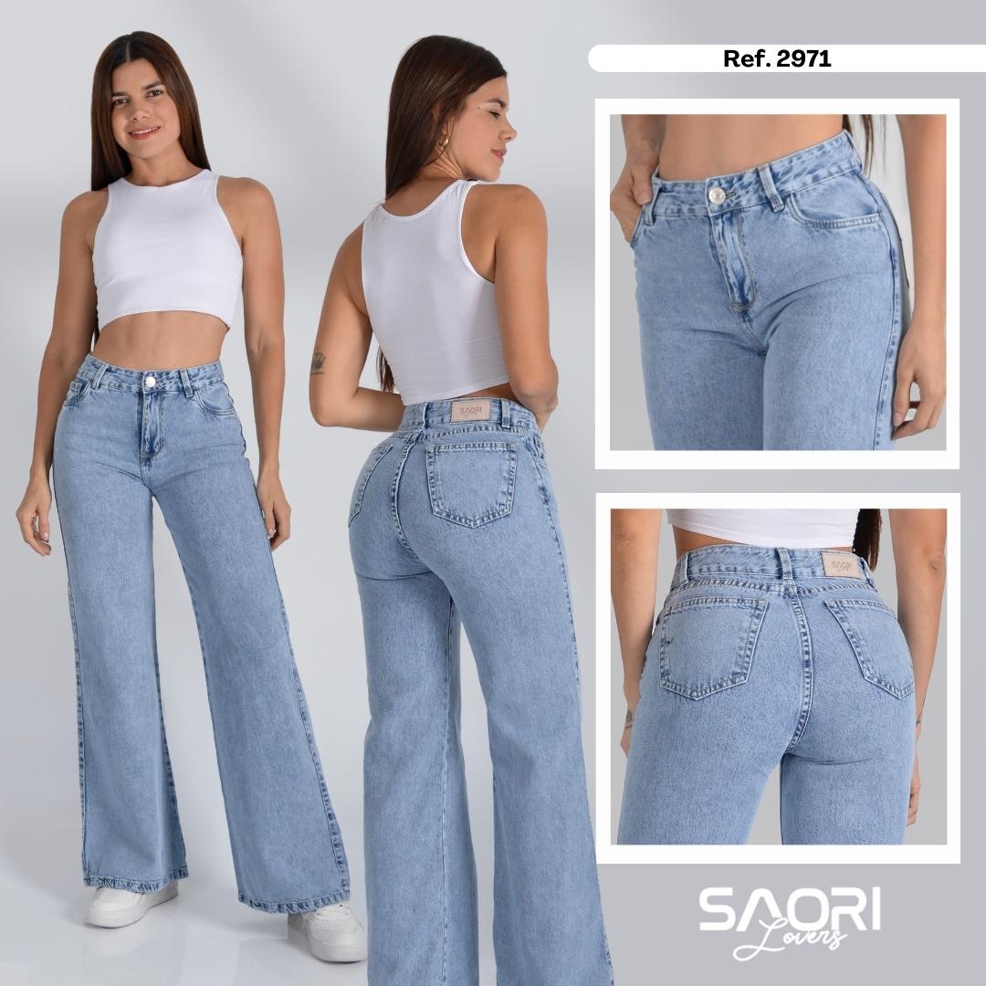 JEANS BOTA CAMPANA TIRO ALTO RIGIDO REF 2971