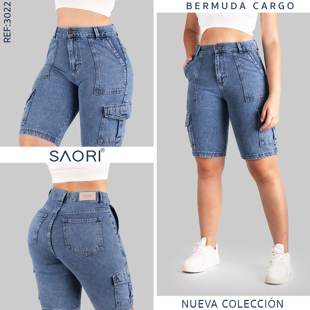 BERMUDA FLARE MUJER REF 3022 OSCURO HILO MOSTAZA