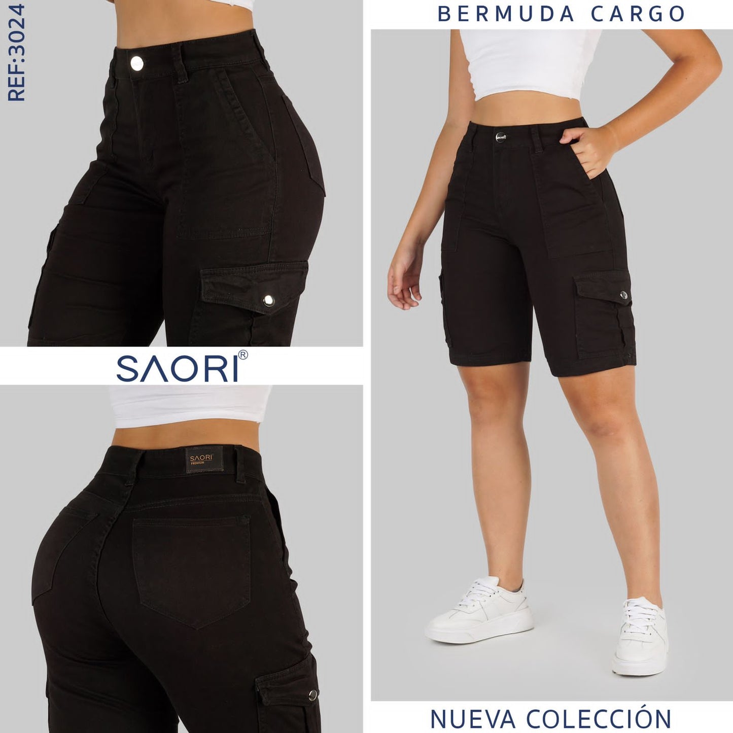 BERMUDA FLARE MUJER REF 3024 NEGRO