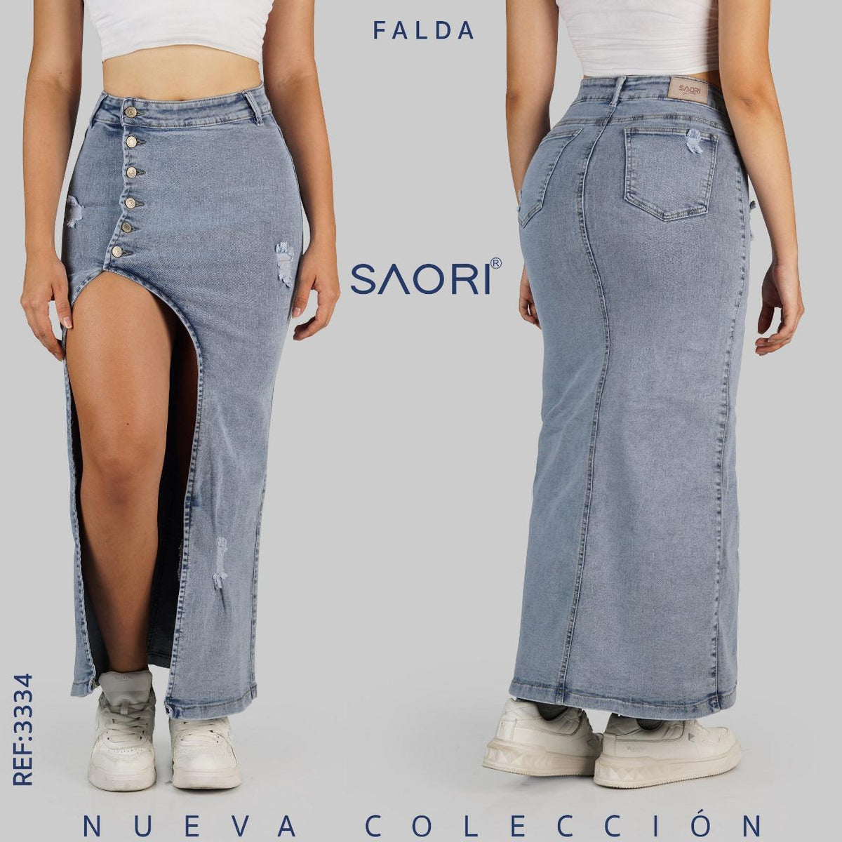 FALDA LARGA STRECH TIRO ALTO REF 3334