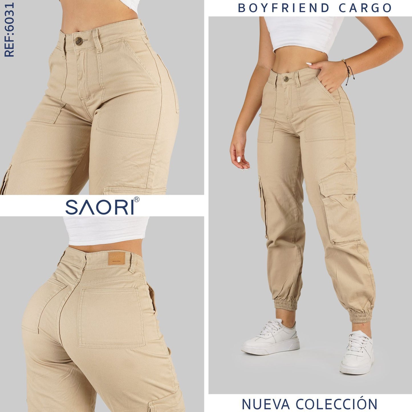 JEANS FLARE MUJER TIRO ALTO REF 6031 KAKI
