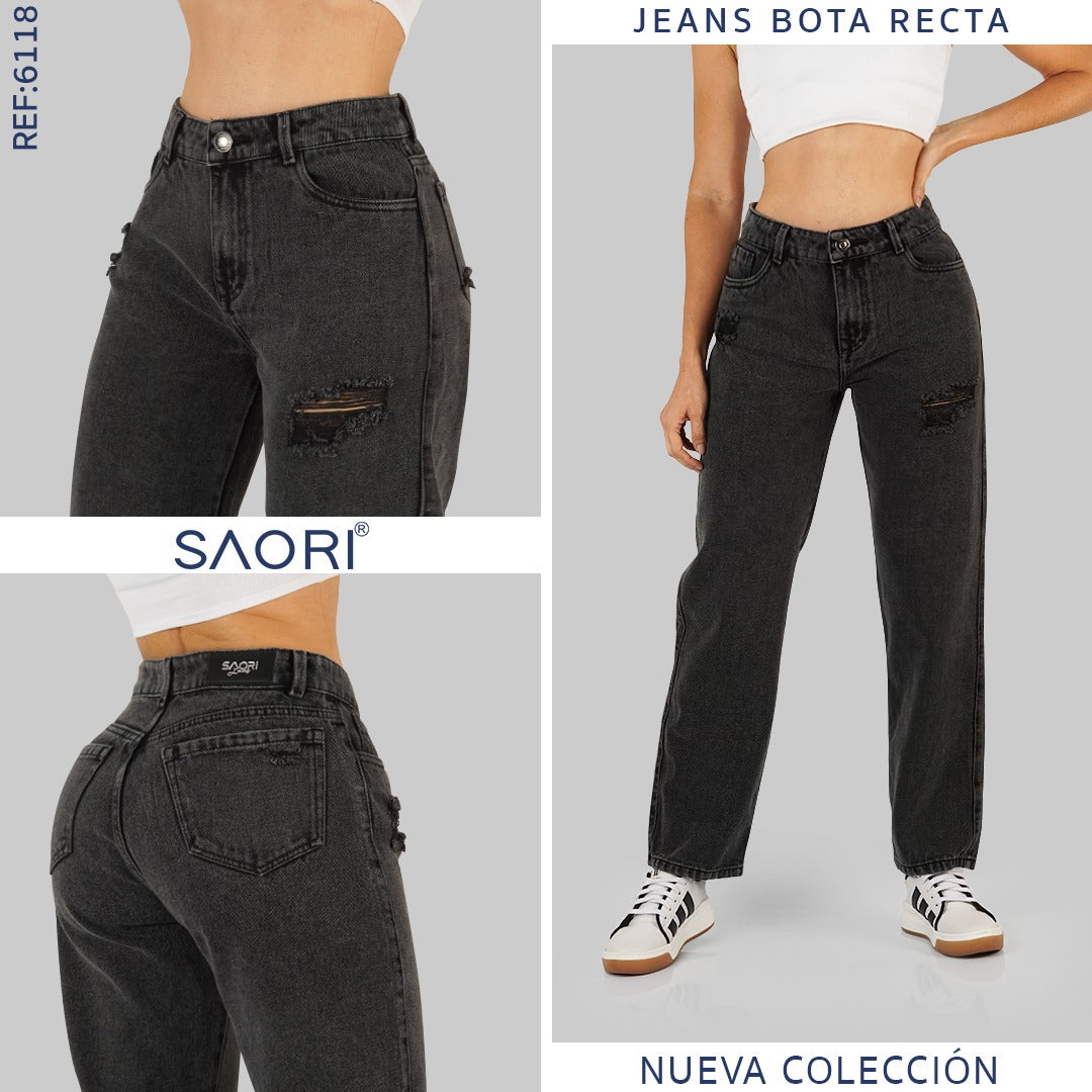 JEANS BOTA RECTA RF 6118 GRIS