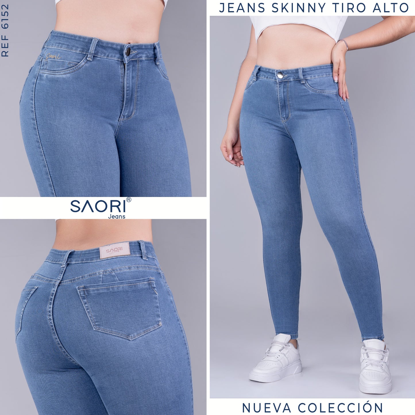 JEANS SKINNY MUJER TIRO ALTO REF 6152
