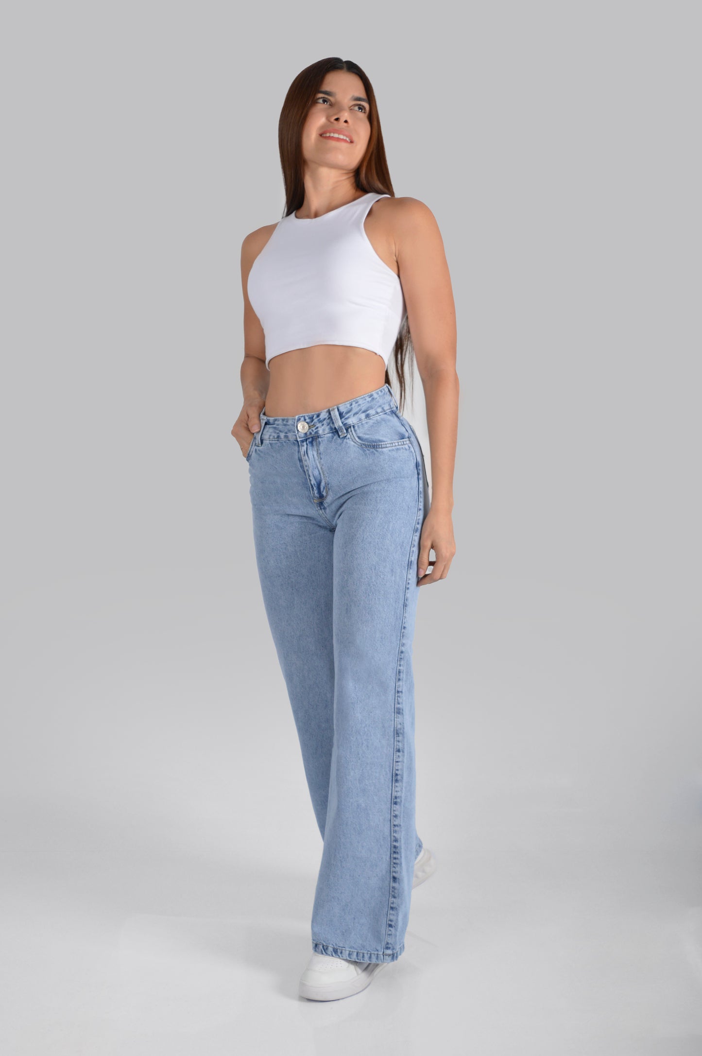 JEANS BOTA RECTA TIRO ALTO RIGIDO REF 2971