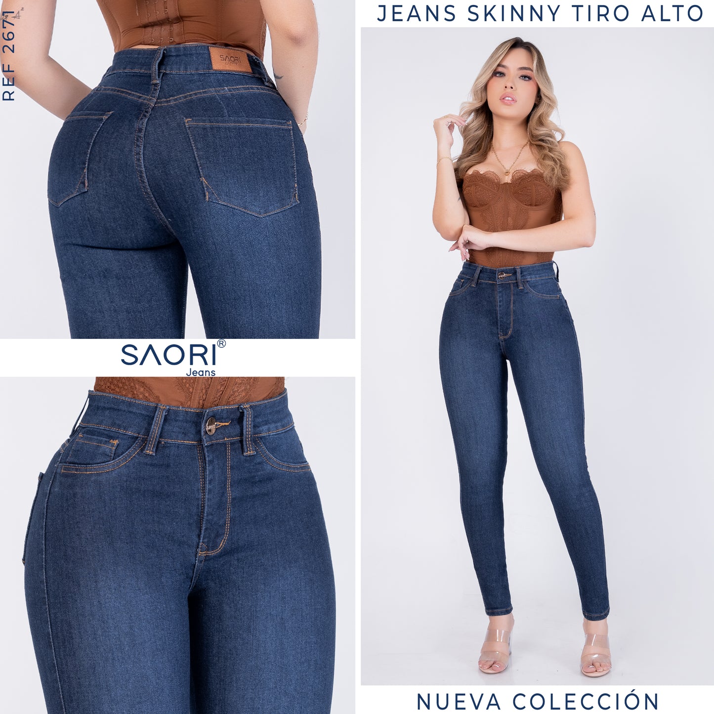 JEANS SKINNY MUJER TIRO ALTO REF 2671