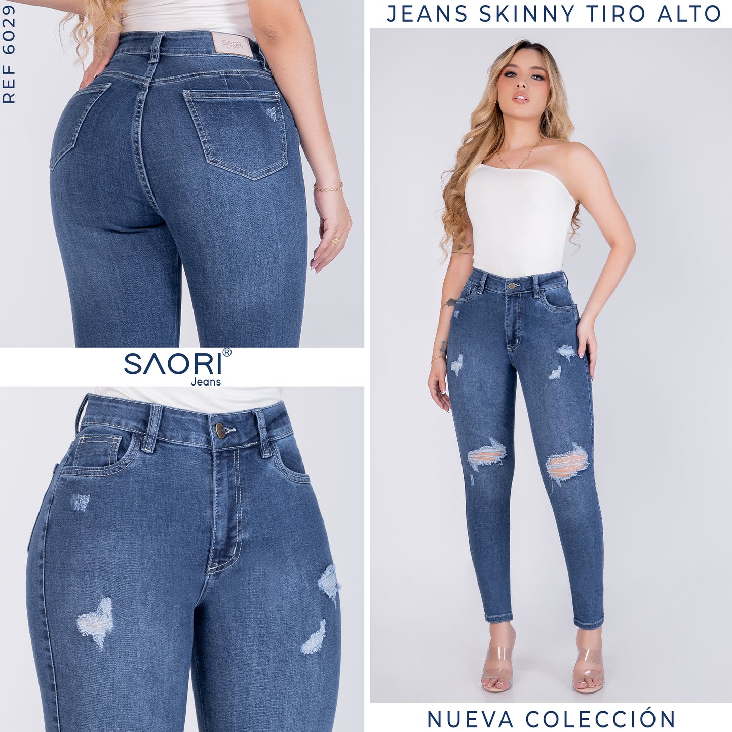 JEANS SKINNY MUJER TIRO ALTO REF 6029