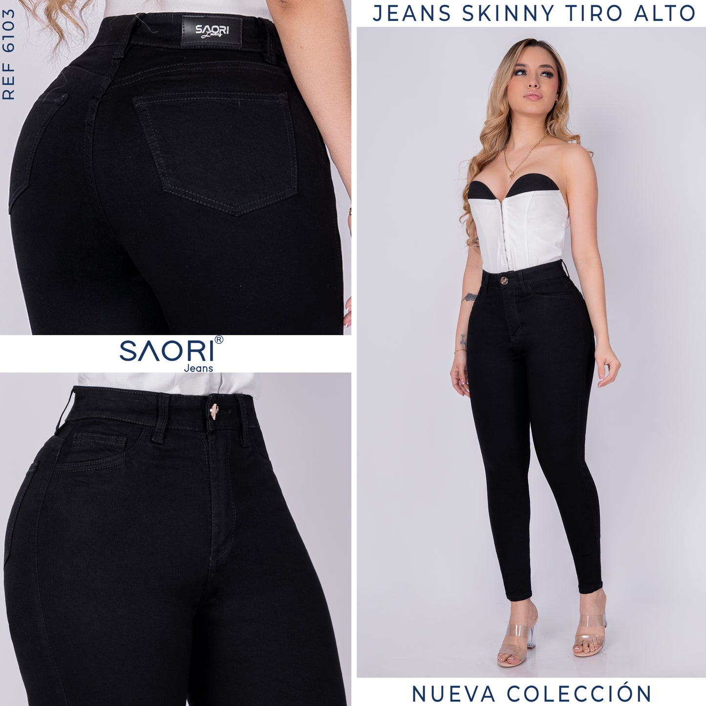 JEANS SKINNY TIRO MEDIO REF 6103 NEGRO