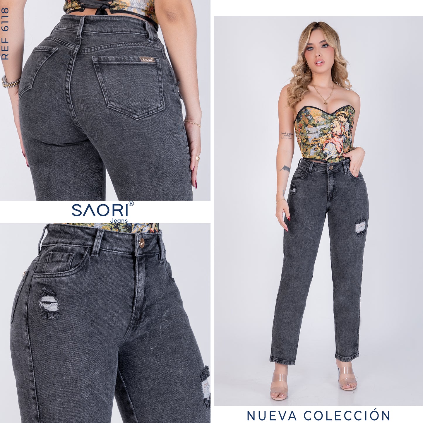 JEANS BOTA RECTA RF 6118 GRIS