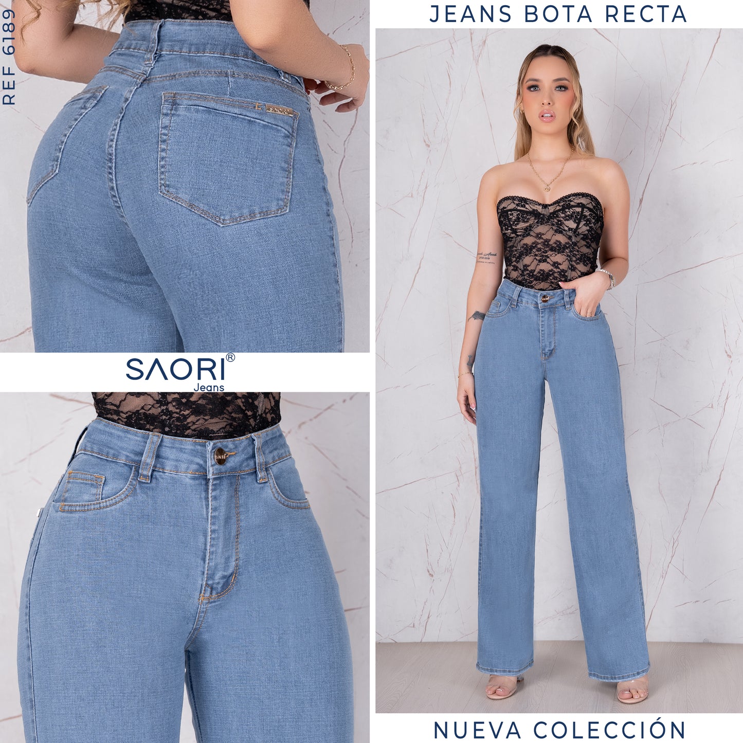 JEANS BOTA ANCHA TIRO ALTO STRECH REF 6189
