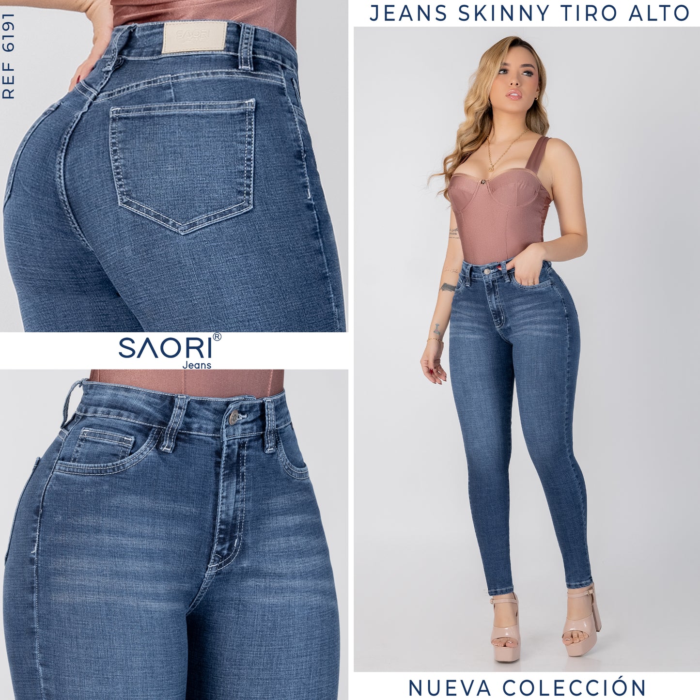 JEANS SKINNY MUJER TIRO ALTO REF 6191