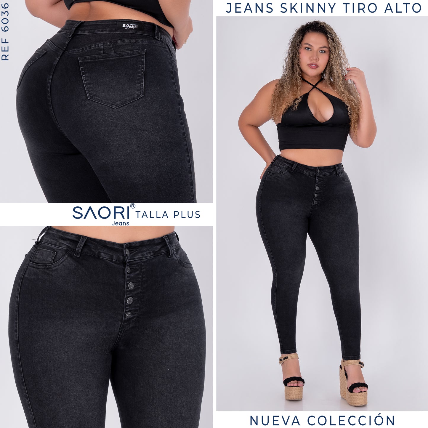 JEANS SKINNY TIRO ALTO STRECH REF 6036 PLUS