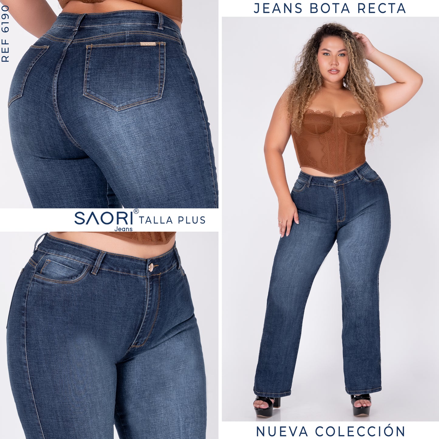 JEANS BOTA RECTA TIRO ALTO STRECH REF 6190