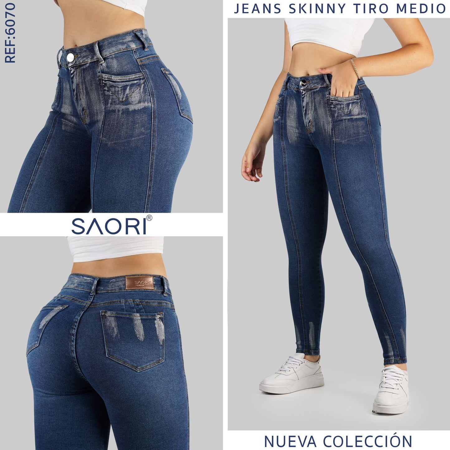 JEANS SKINNY MUJER TIRO ALTO REF 6070