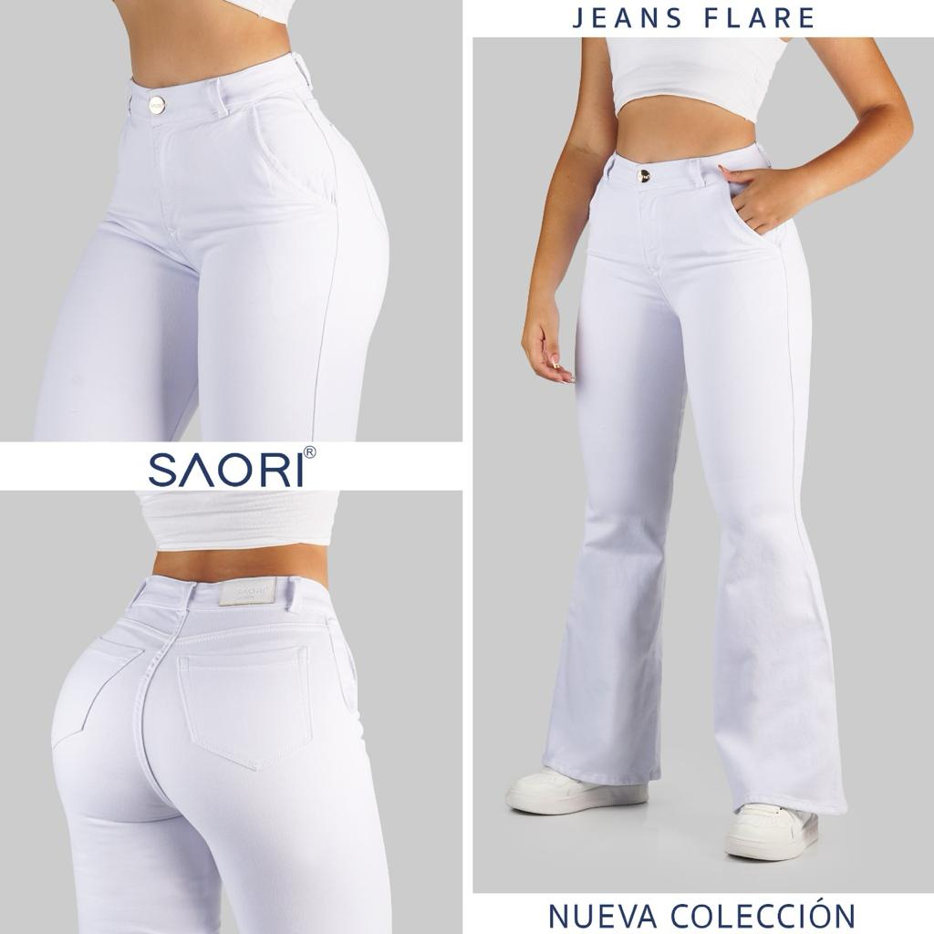 JEANS BOTA ANCHA REF 2601 BLANCO