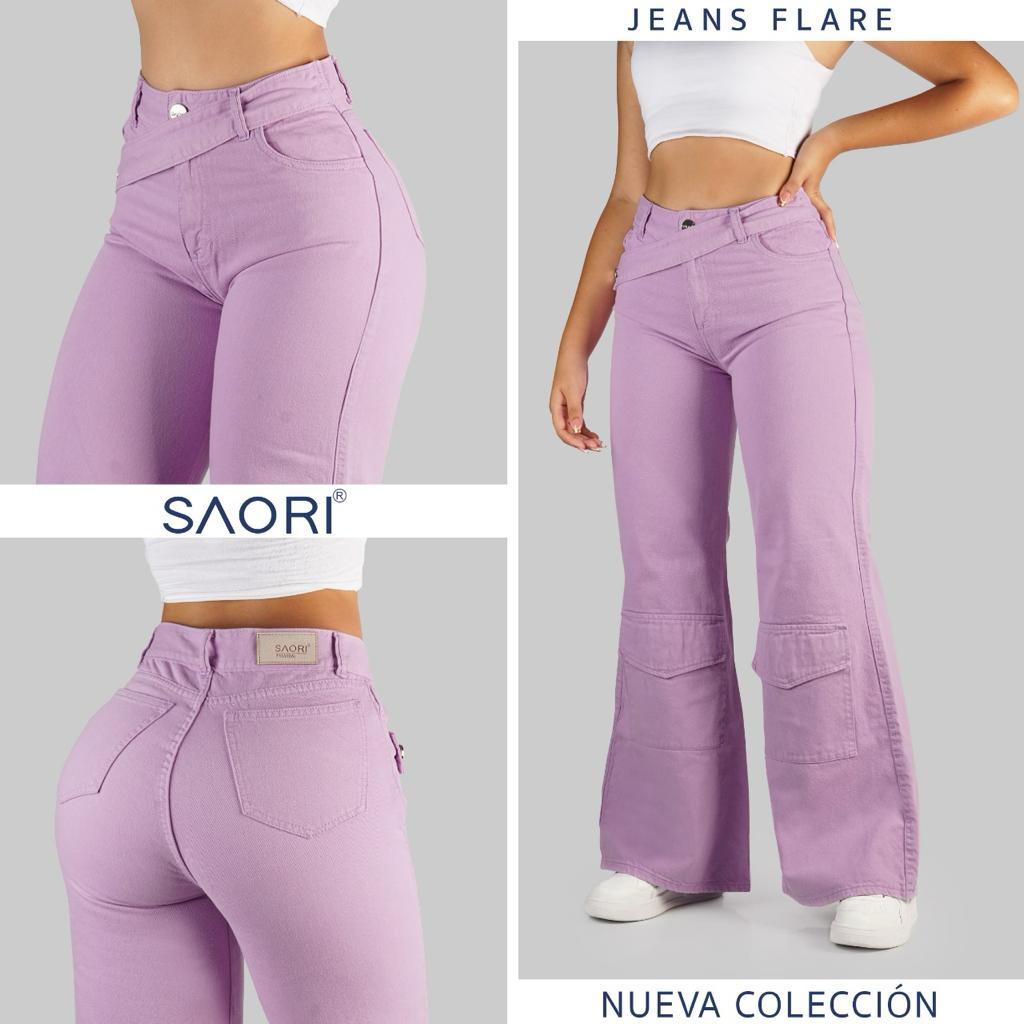 JEAN FLARE MUJER TIRO ALTO REF 6075 LILA