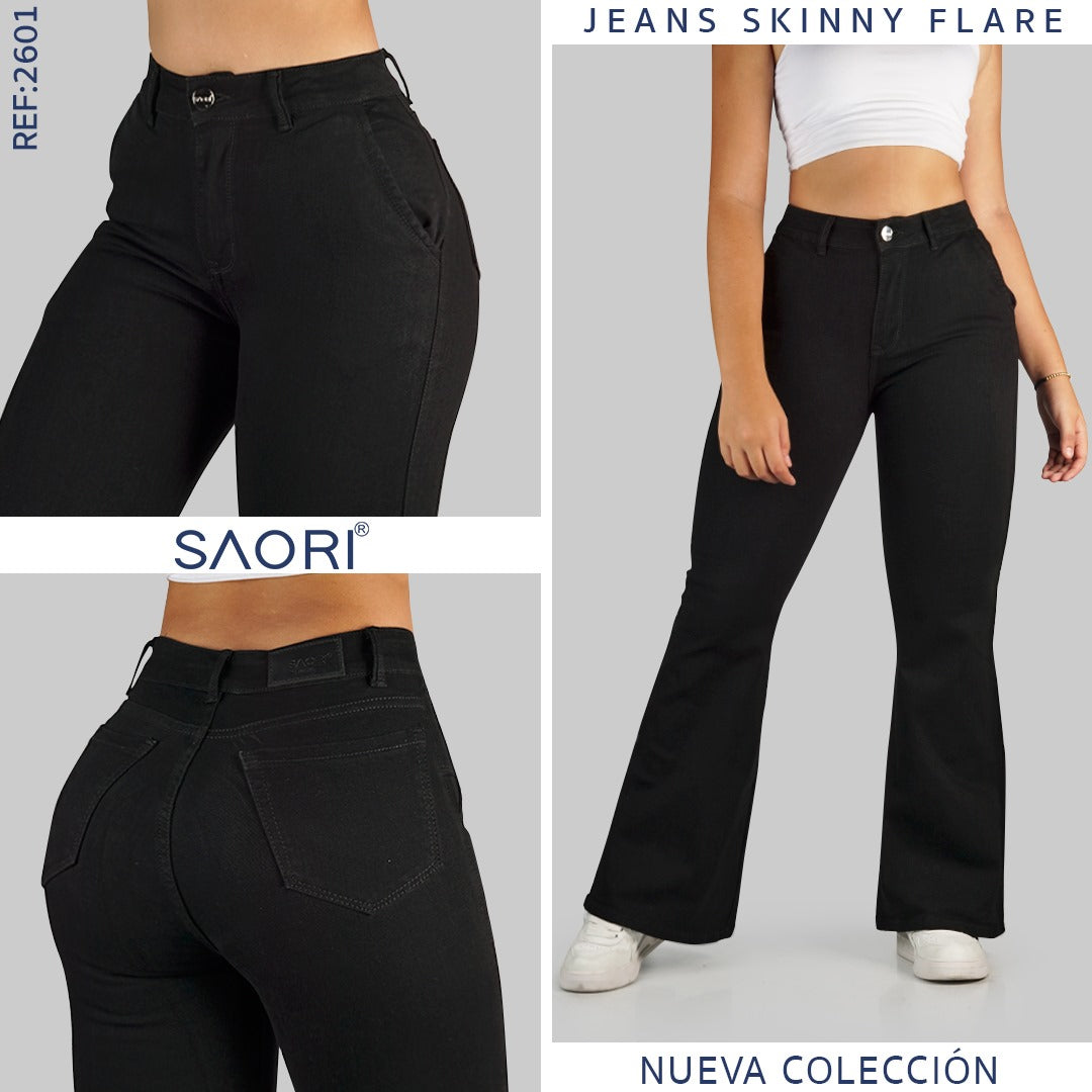 Flare Pantalon Alto Bota Ancha KOAJ Pantalón Flare Negro Con Tiro