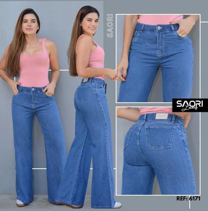 JEANS BOTA ANCHA TIRO ALTO RIGIDO REF 6171