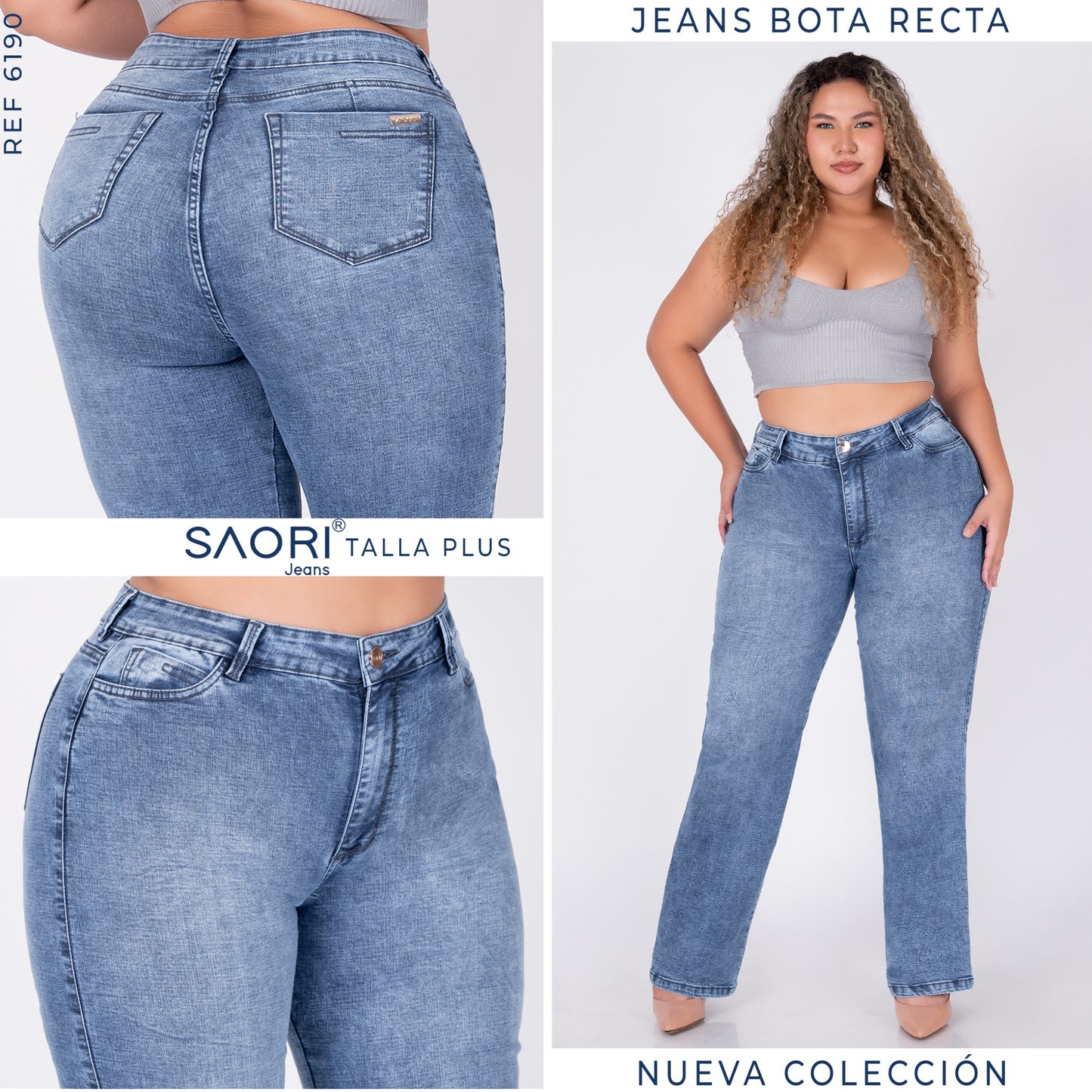 JEANS BOTA RECTA TIRO ALTO STRECH REF 6190