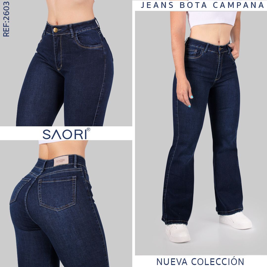 JEANS BOTA CAMPANA REF 2603 MEDIO HILO CAKI