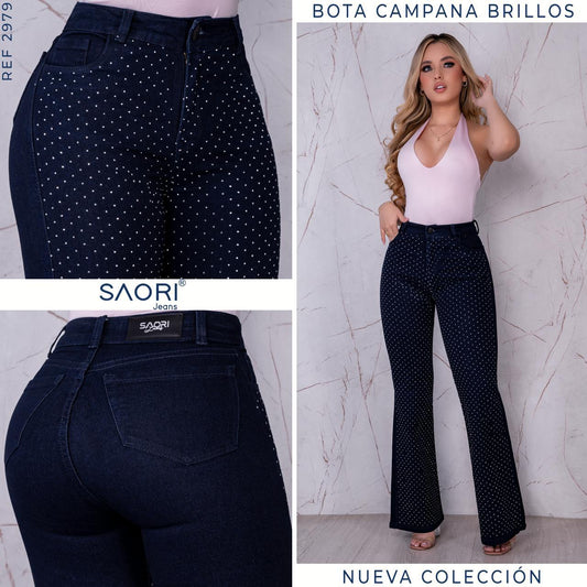 JEANS BOTA ANCHA TIRO ALTO RIGIDO  Ref 2979-2