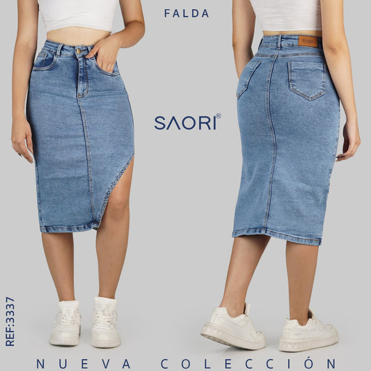 FALDA LARGA STRECH TIRO ALTO REF 3337
