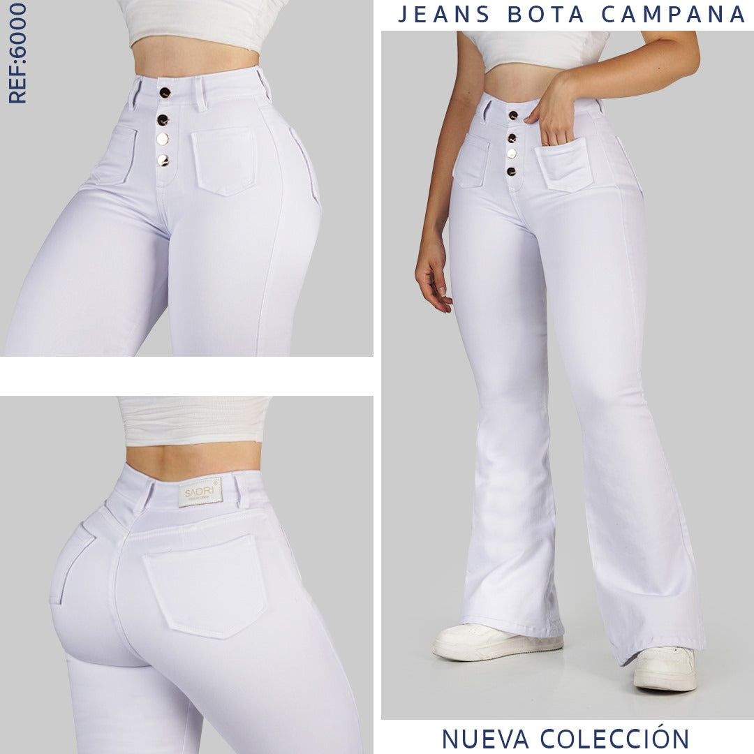 JEANS BOTA ANCHA REF 6000 BLANCO