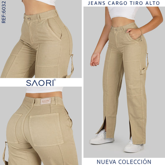 JEANS MOM BOTA ANCHA  REF 6032 KAKI