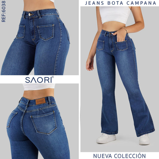 JEANS MUJER  BOTA ANCHA  REF 6038