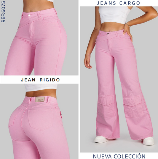 JEAN FLARE MUJER TIRO ALTO REF 6075 ROSA