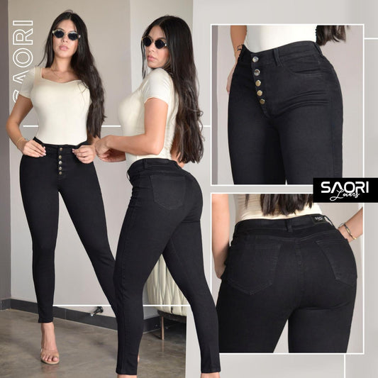 JEANS SKINNY MUJER TIRO ALTO REF 6104 NEGRO