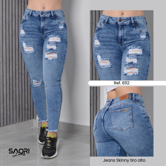 JEANS SKINNY MUJER TIRO ALTO REF 6112