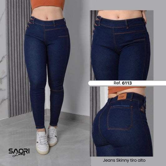 JEANS SKINNY MUJER TIRO ALTO REF 6113