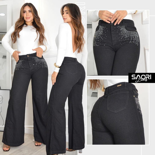 JEANS BOTA RECTA TIRO ALTO RIGIDO  Ref 6143-1