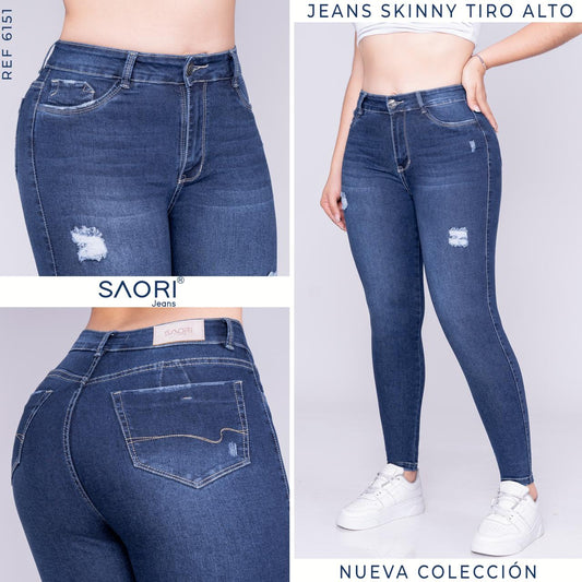 JEANS SKINNY MUJER TIRO ALTO REF 6151