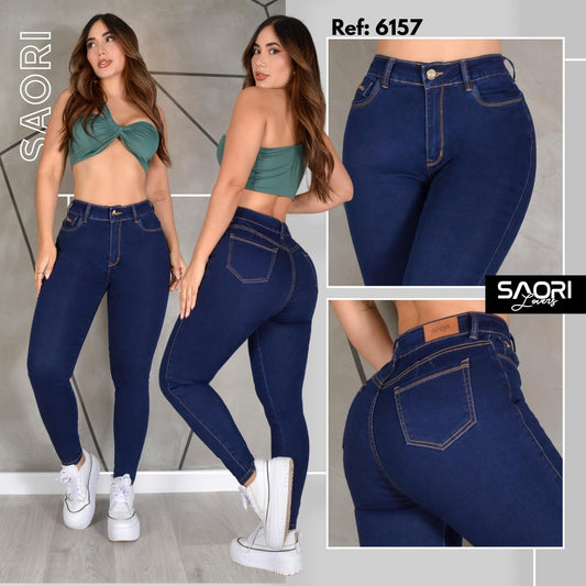 PACK JEANS 1 BOTON DAMA TIRO ALTO