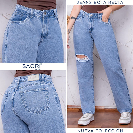 JEANS BOTA RECTA TIRO ALTO RIGIDO  REF 6170