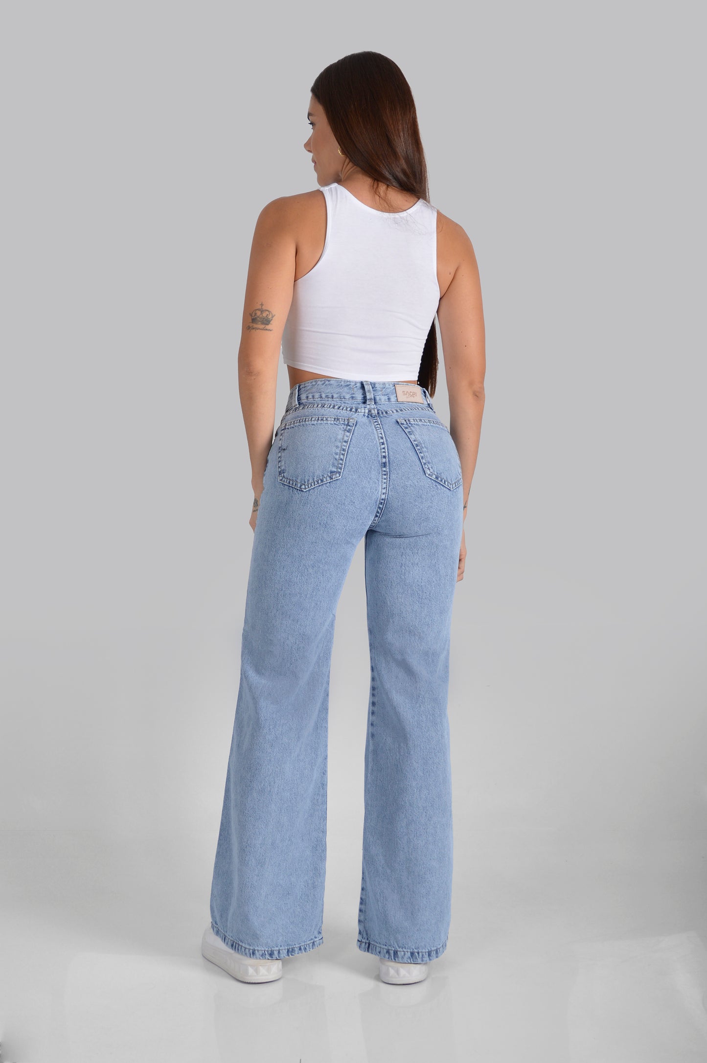 JEANS BOTA CAMPANA TIRO ALTO RIGIDO  REF 2971