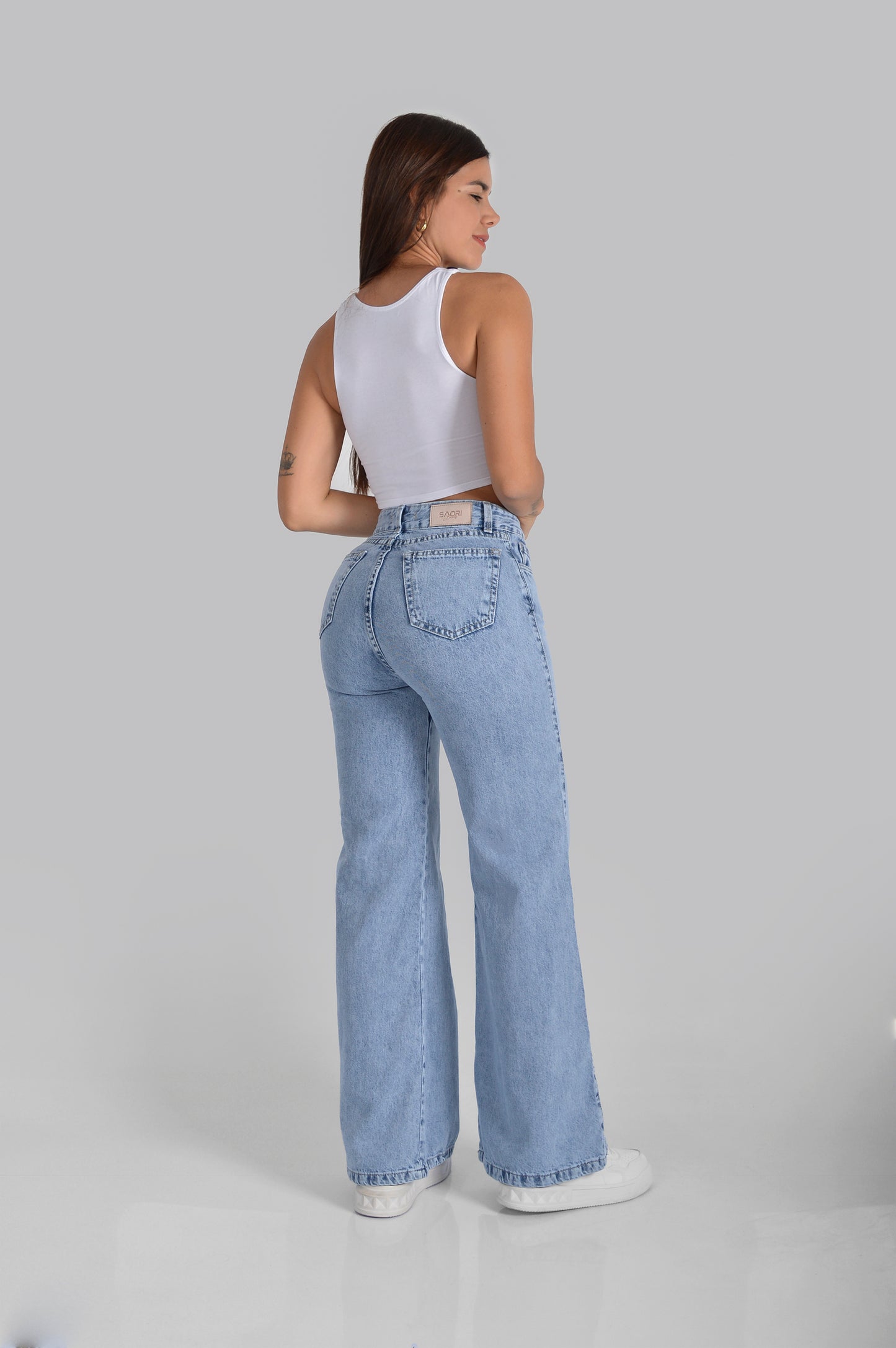 JEANS BOTA CAMPANA TIRO ALTO RIGIDO  REF 2971