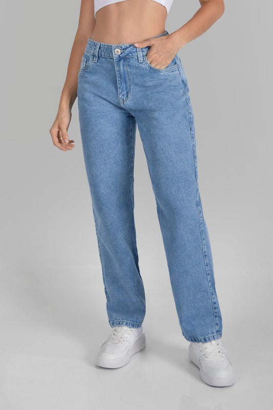 JEANS BOTA RECTA TIRO ALTO RIGIDO  REF 6121