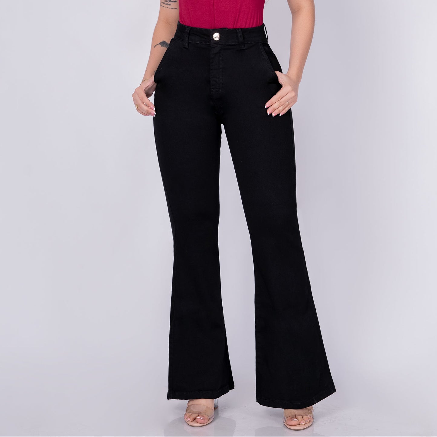 JEANS BOTA ANCHA TIRO ALTO REF 2601 NEGRO