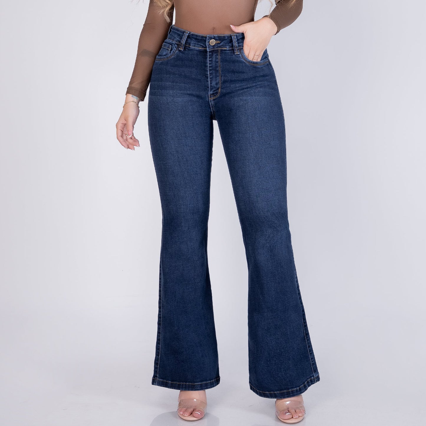 JEANS BOTA CAMPANA REF 2603 MEDIO HILO MOSTAZA