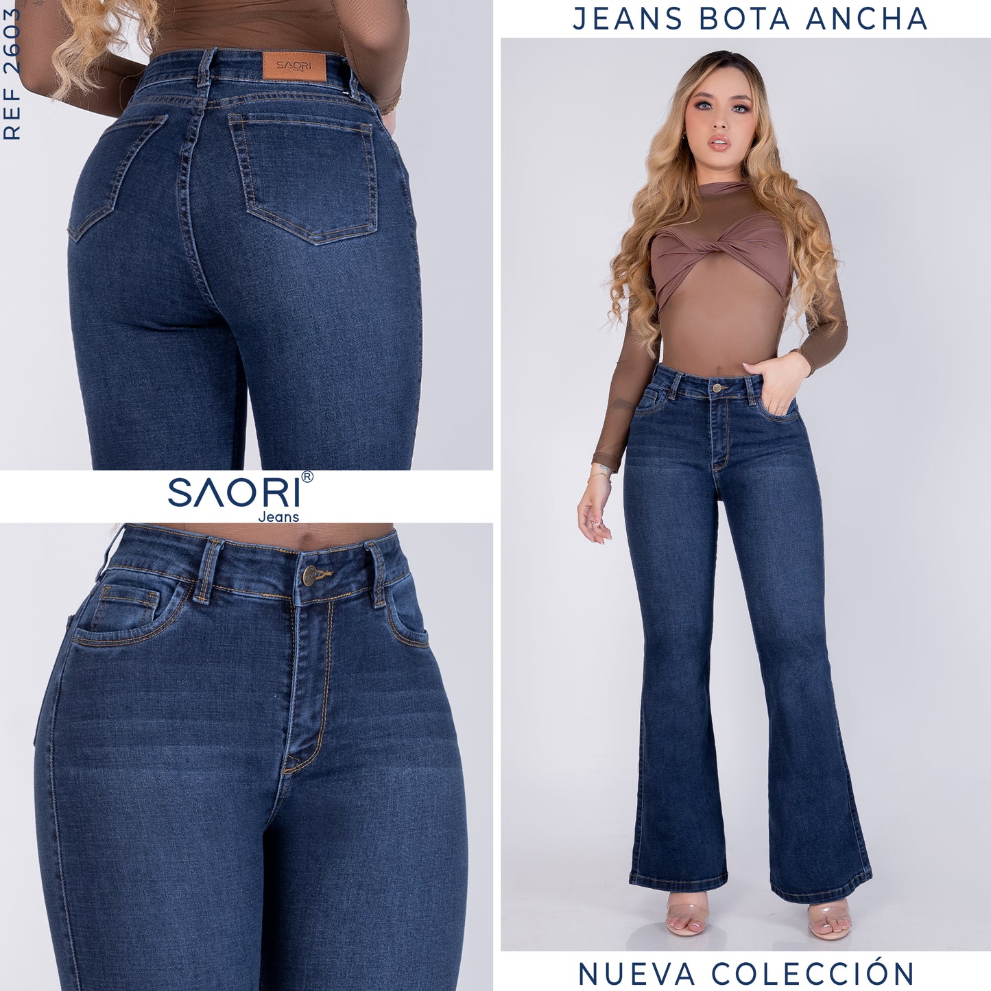 JEANS BOTA CAMPANA REF 2603 MEDIO HILO MOSTAZA