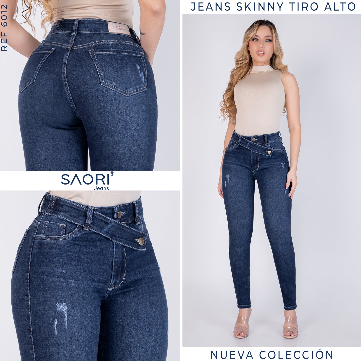JEANS SKINNY MUJER TIRO ALTO REF 6012