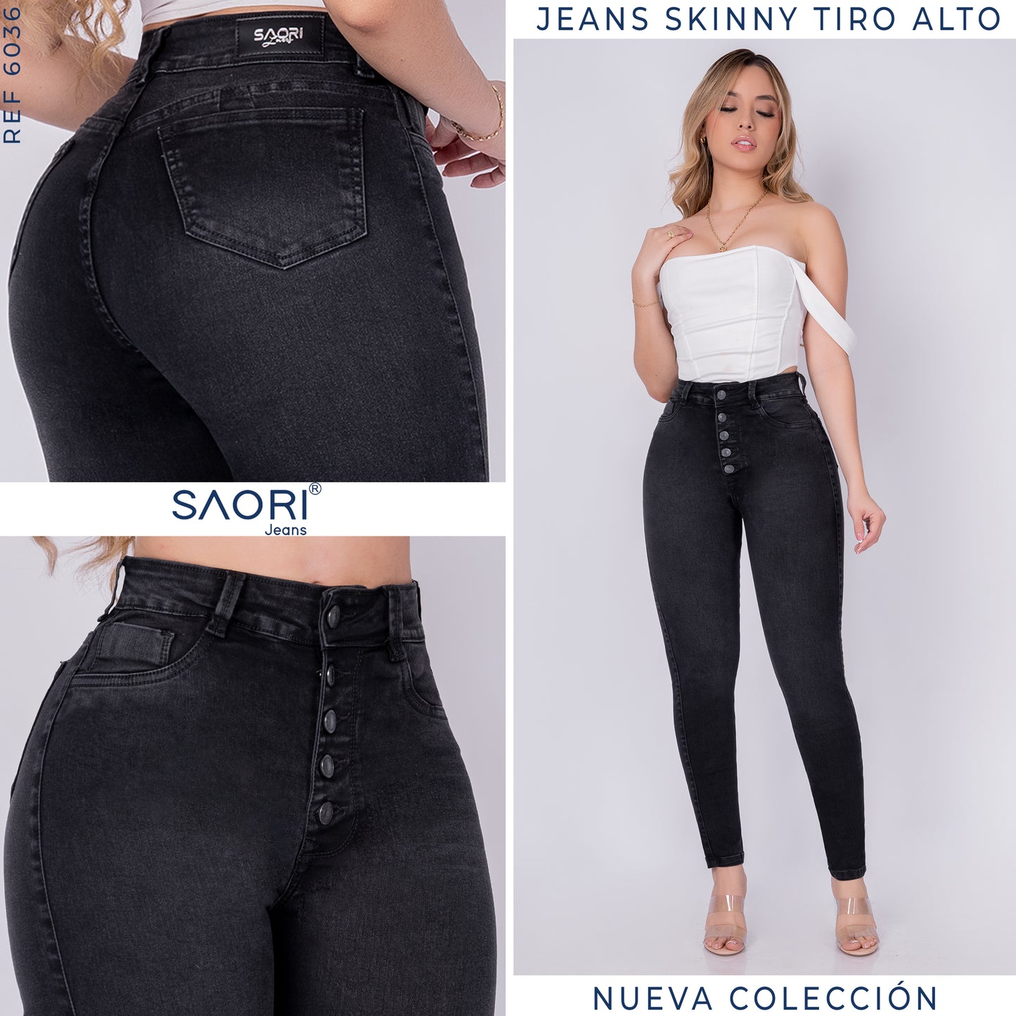 JEANS SKINNY TIRO MEDIO  REF 6036