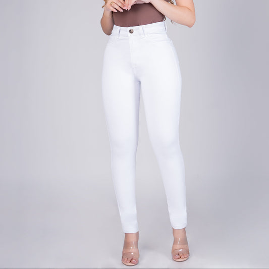 JEANS SKINNY MUJER TIRO ALTO REF 6101 BLANCO