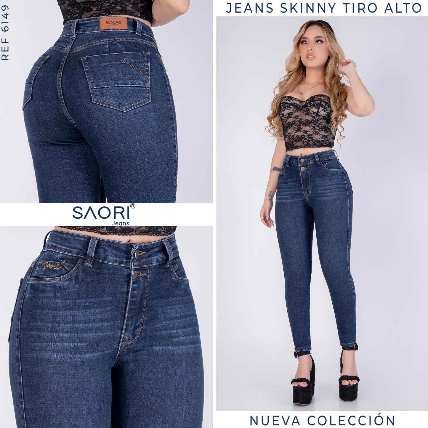 JEANS SKINNY MUJER TIRO ALTO REF 6149
