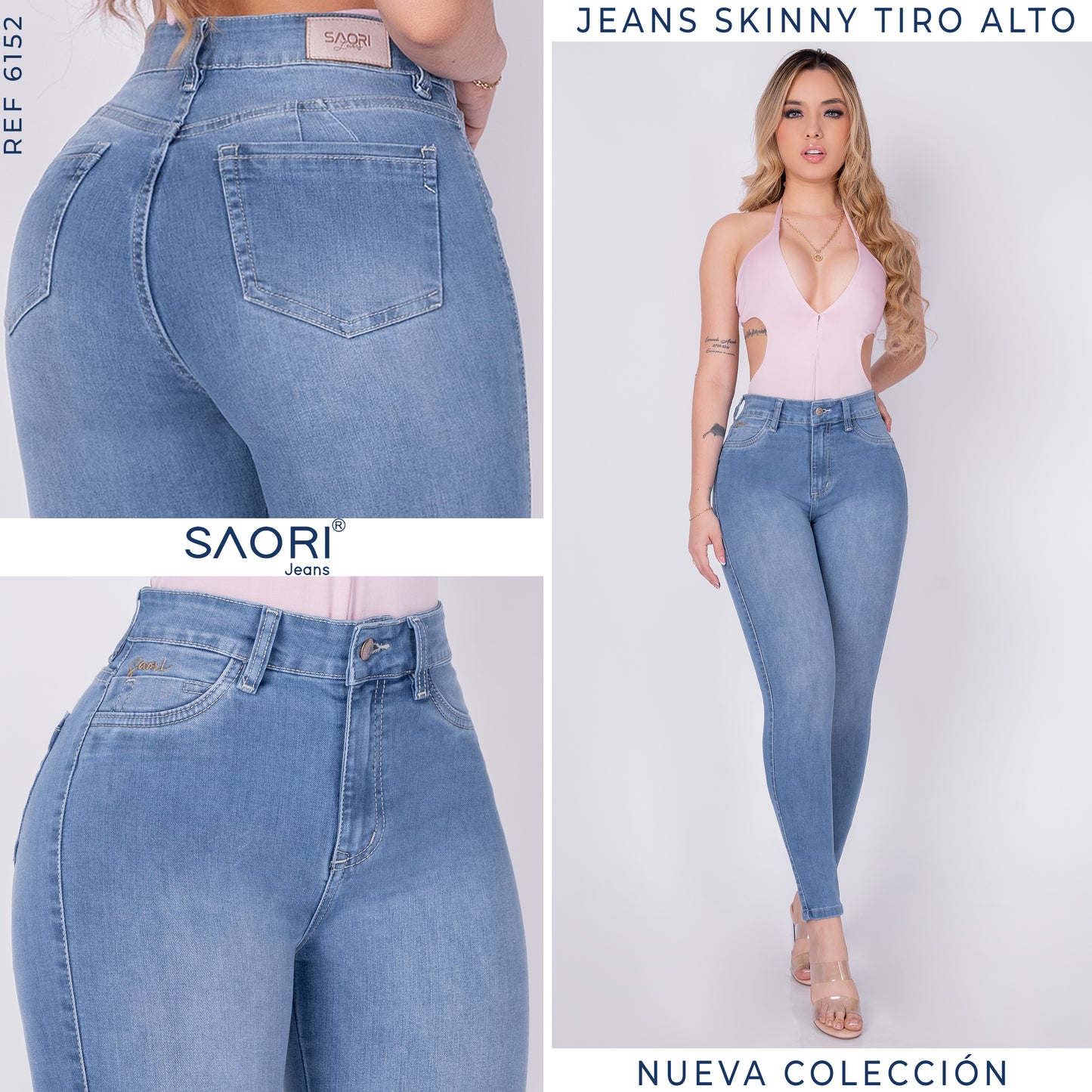 JEANS SKINNY MUJER TIRO ALTO REF 6152