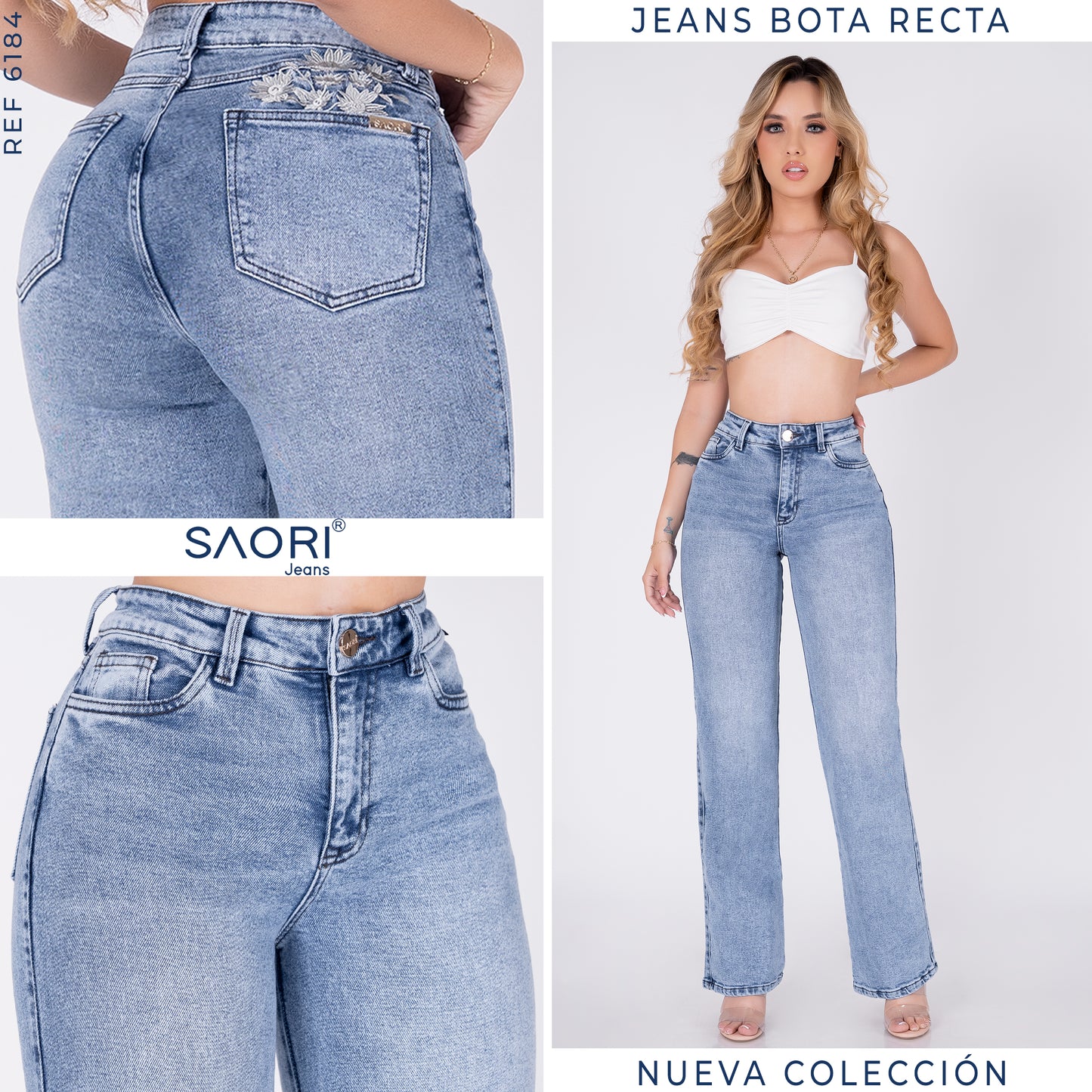 JEANS BOTA RECTA TIRO ALTO REF 6184